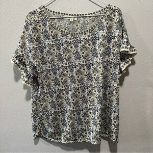 Max Studio Blue and White Floral Blouse